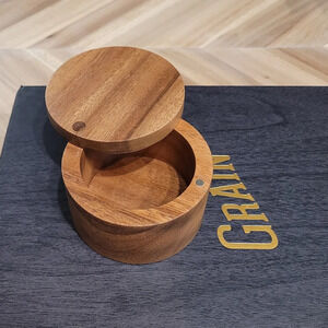 Acacia wood Salt Box with swivel cover - trinket  box